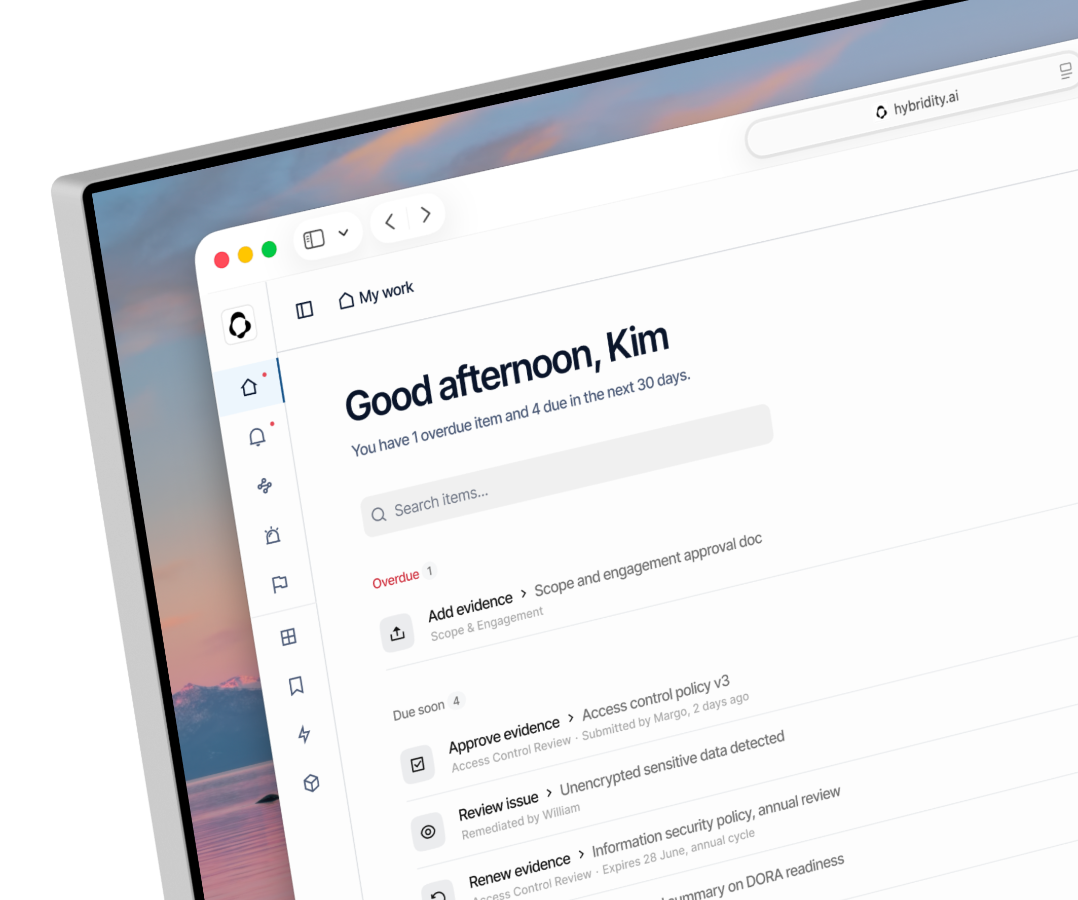 Hybridity task workspace shown in a desktop device mockup